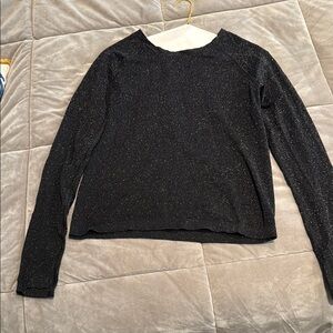 Athleta Black Glitter Long Sleeve Top